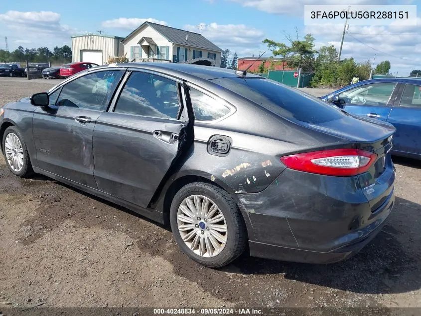 2016 Ford Fusion Hybrid Se VIN: 3FA6P0LU5GR288151 Lot: 40248834