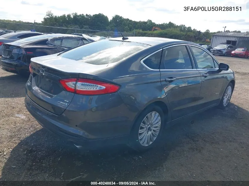 3FA6P0LU5GR288151 2016 Ford Fusion Hybrid Se