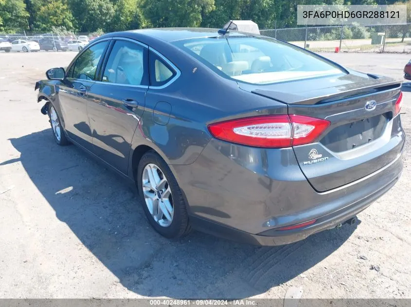 2016 Ford Fusion Se VIN: 3FA6P0HD6GR288121 Lot: 40248961