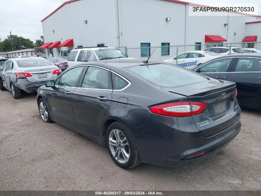 2016 Ford Fusion Energi Titanium VIN: 3FA6P0SU9GR270530 Lot: 40250217