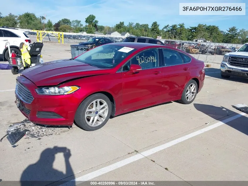 2016 Ford Fusion Se VIN: 3FA6P0H7XGR276466 Lot: 40250996