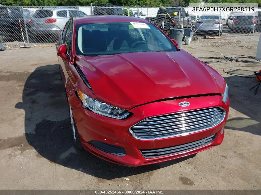 2016 Ford Fusion Se VIN: 3FA6P0H7XGR288519 Lot: 40252466