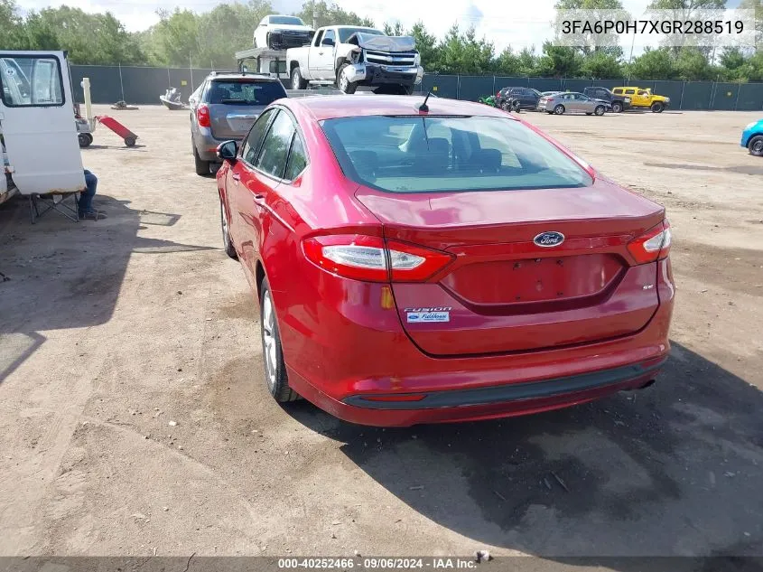 2016 Ford Fusion Se VIN: 3FA6P0H7XGR288519 Lot: 40252466