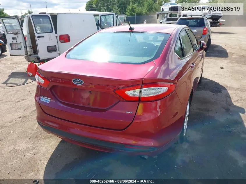 2016 Ford Fusion Se VIN: 3FA6P0H7XGR288519 Lot: 40252466