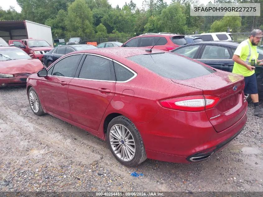 2016 Ford Fusion Se VIN: 3FA6P0H99GR227275 Lot: 40254451