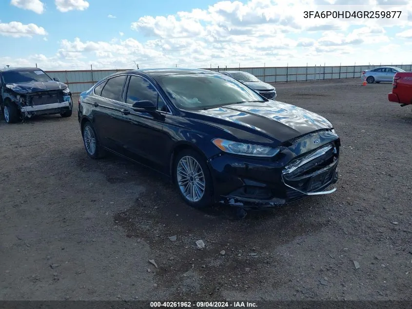 2016 Ford Fusion Se VIN: 3FA6P0HD4GR259877 Lot: 40261962