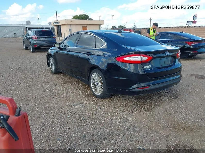 2016 Ford Fusion Se VIN: 3FA6P0HD4GR259877 Lot: 40261962