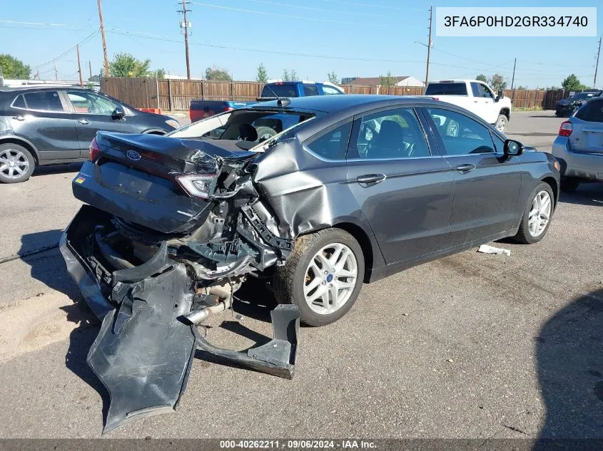 2016 Ford Fusion Se VIN: 3FA6P0HD2GR334740 Lot: 40262211