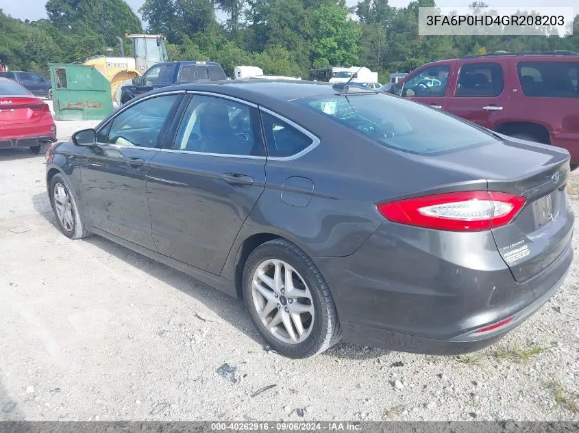 2016 Ford Fusion Se VIN: 3FA6P0HD4GR208203 Lot: 40262916