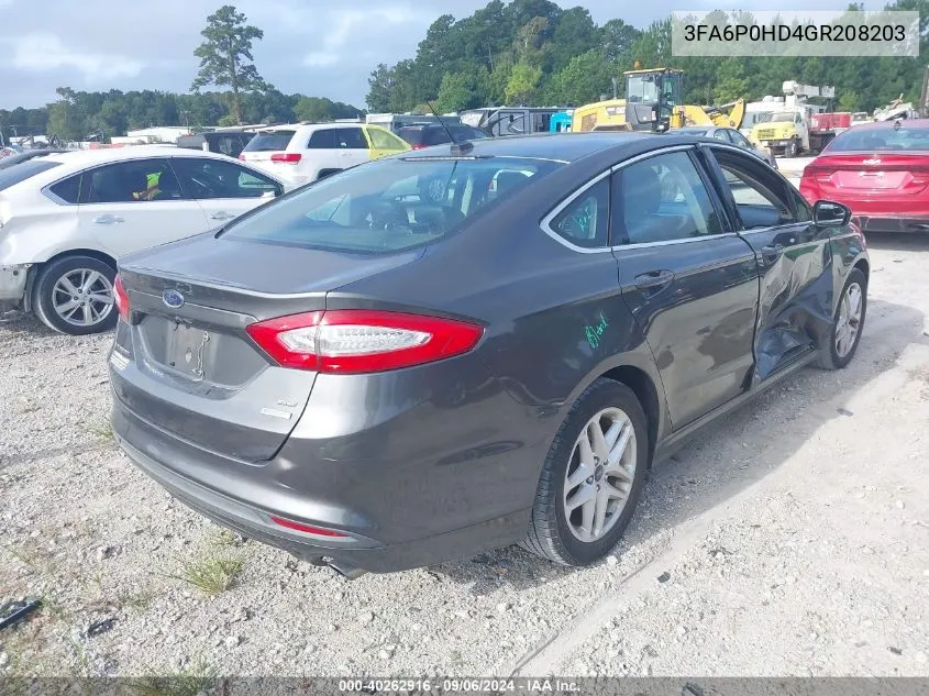 2016 Ford Fusion Se VIN: 3FA6P0HD4GR208203 Lot: 40262916