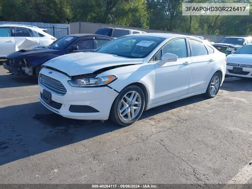 2016 Ford Fusion Se VIN: 3FA6P0HD3GR226417 Lot: 40264117