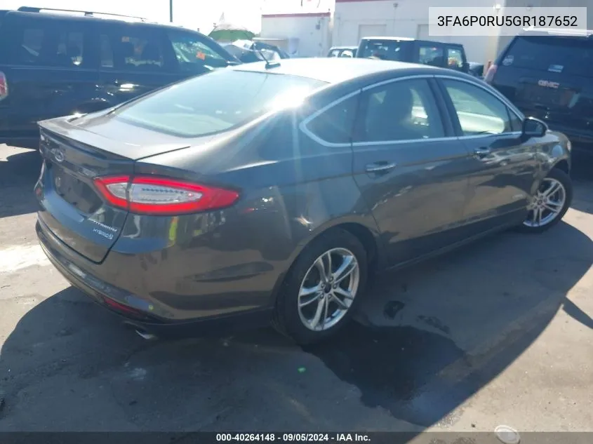 3FA6P0RU5GR187652 2016 Ford Fusion Hybrid Titanium