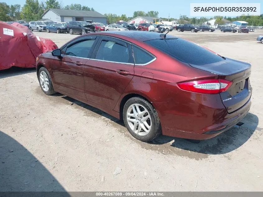 3FA6P0HD5GR352892 2016 Ford Fusion Se