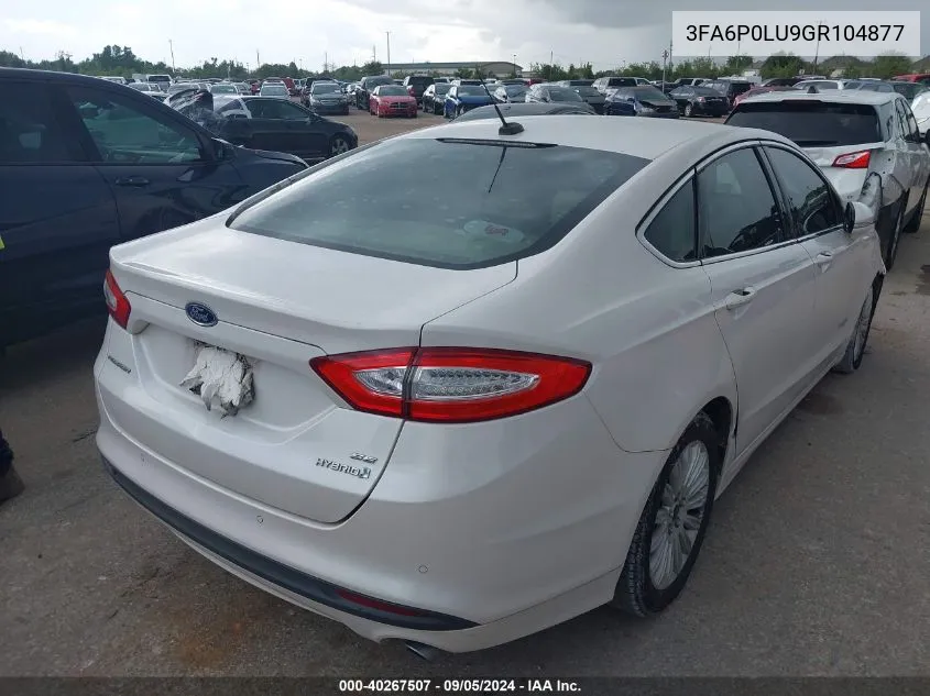 3FA6P0LU9GR104877 2016 Ford Fusion Hybrid Se