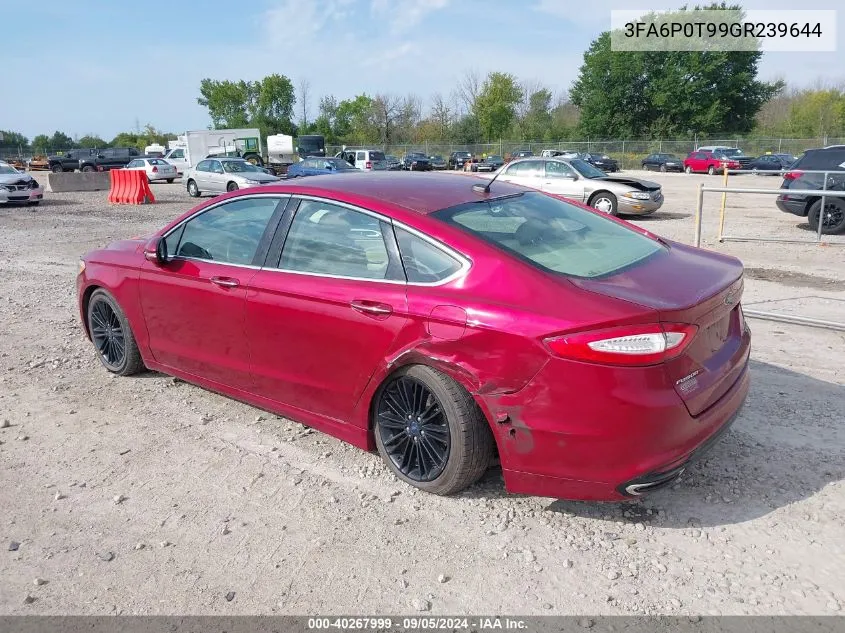 2016 Ford Fusion Se VIN: 3FA6P0T99GR239644 Lot: 40267999