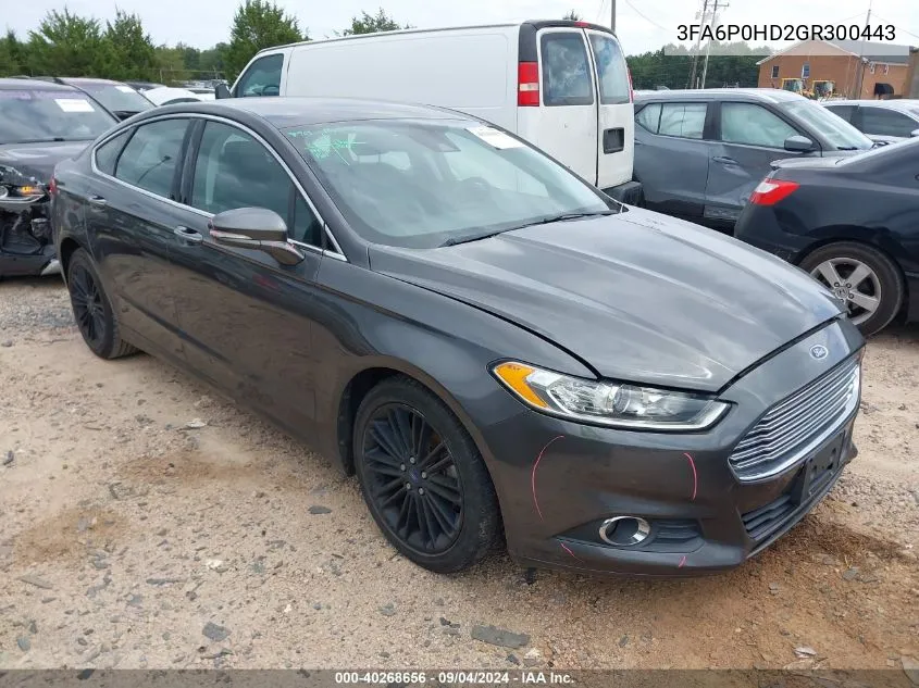 2016 Ford Fusion Se VIN: 3FA6P0HD2GR300443 Lot: 40268656