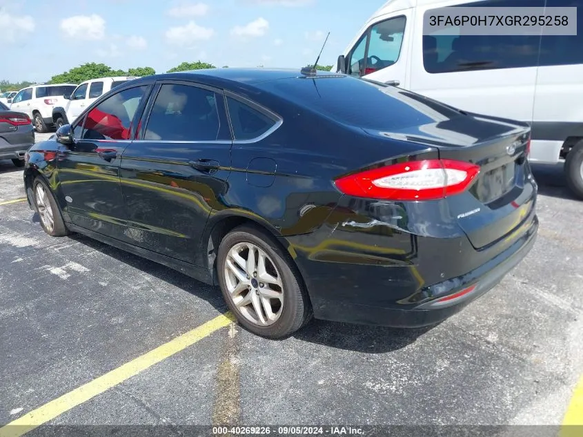 2016 Ford Fusion Se VIN: 3FA6P0H7XGR295258 Lot: 40269226