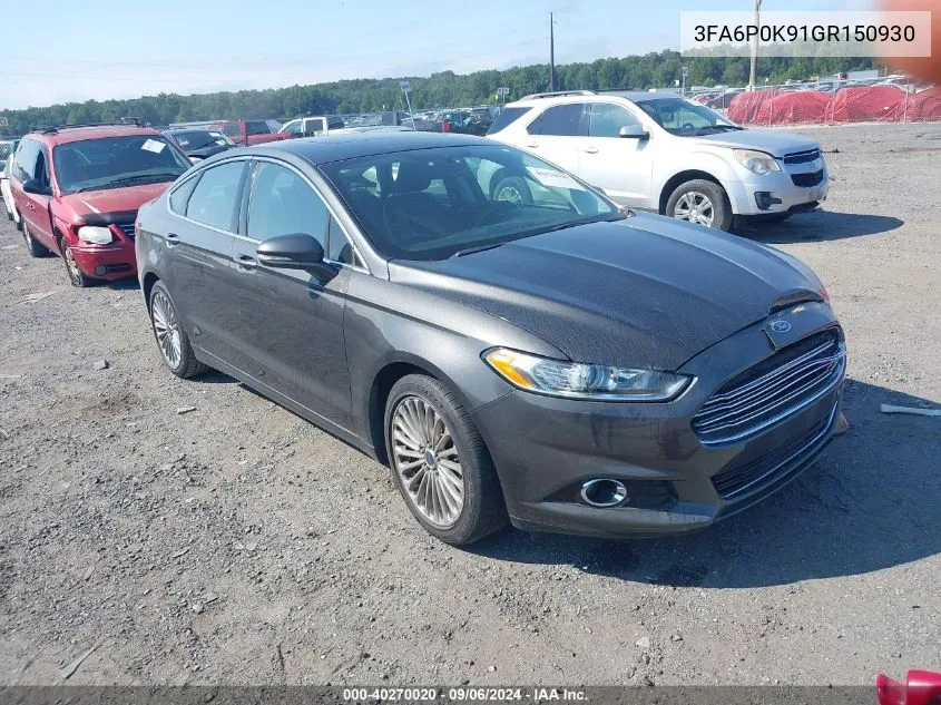 2016 Ford Fusion Titanium VIN: 3FA6P0K91GR150930 Lot: 40270020