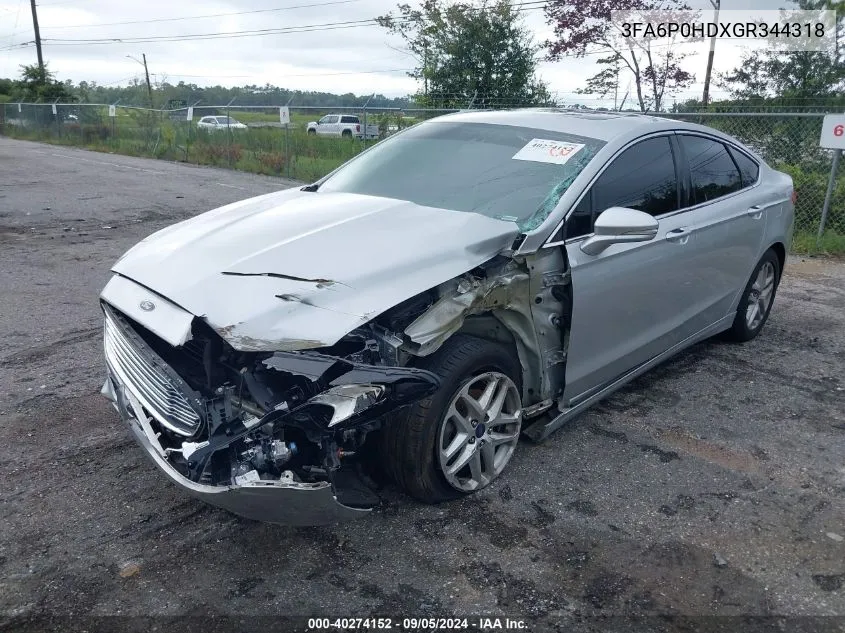 3FA6P0HDXGR344318 2016 Ford Fusion Se