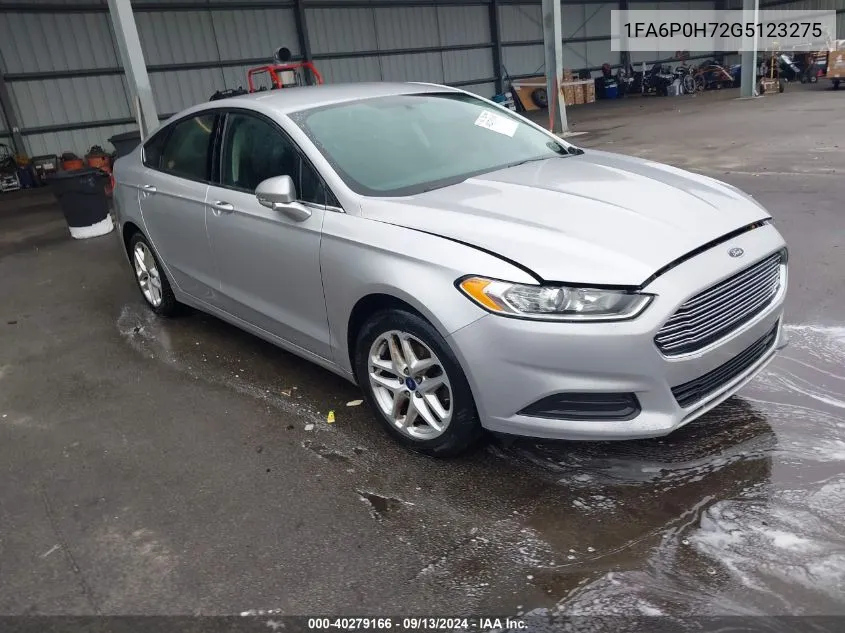 2016 Ford Fusion Se VIN: 1FA6P0H72G5123275 Lot: 40279166