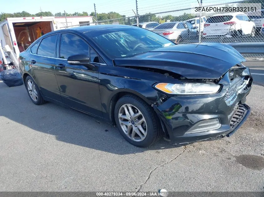 2016 Ford Fusion Se VIN: 3FA6P0H73GR332151 Lot: 40279334