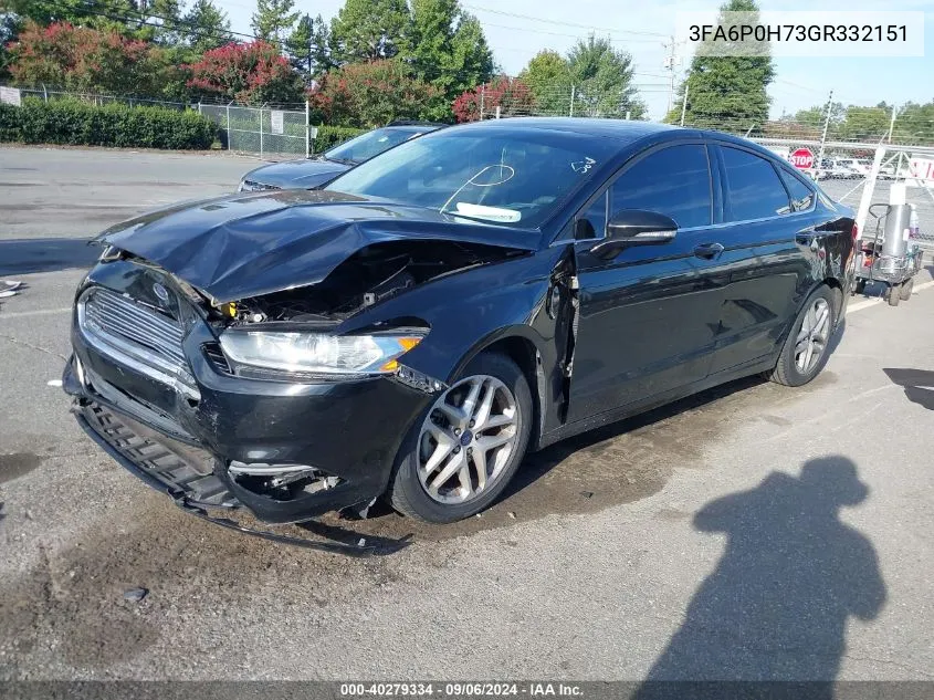 2016 Ford Fusion Se VIN: 3FA6P0H73GR332151 Lot: 40279334