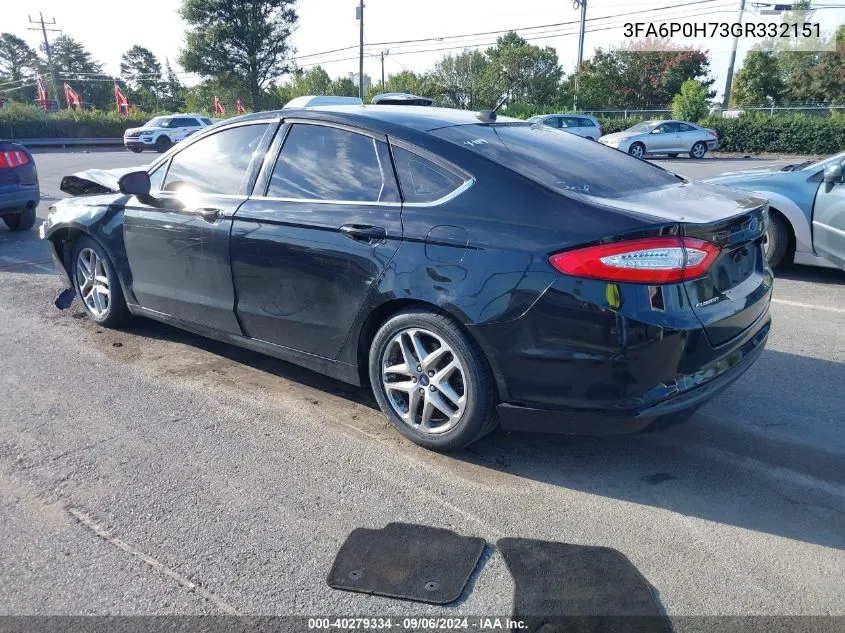 2016 Ford Fusion Se VIN: 3FA6P0H73GR332151 Lot: 40279334