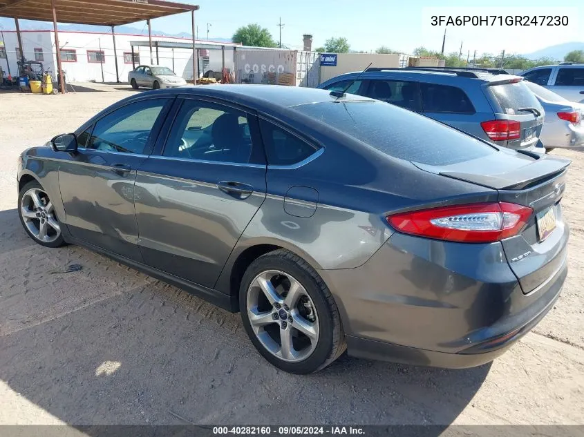 2016 Ford Fusion Se VIN: 3FA6P0H71GR247230 Lot: 40282160