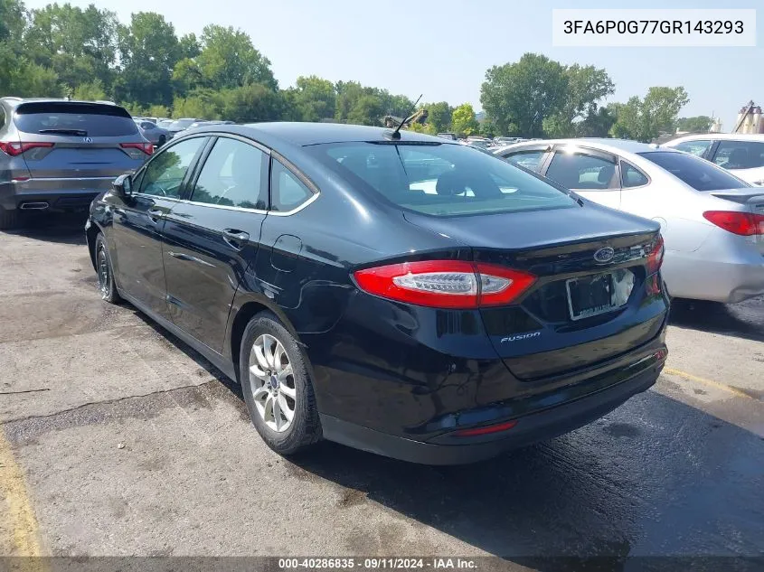 2016 Ford Fusion S VIN: 3FA6P0G77GR143293 Lot: 40286835