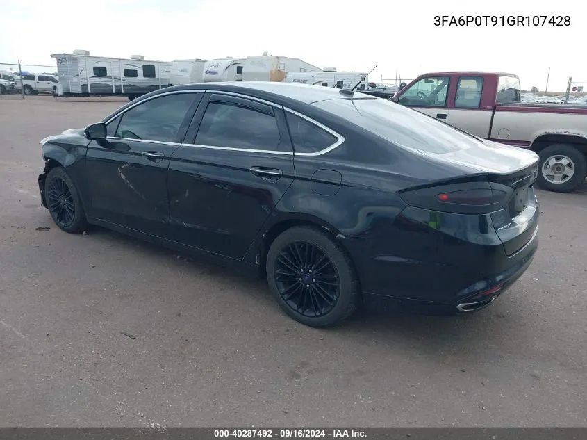 2016 Ford Fusion Se VIN: 3FA6P0T91GR107428 Lot: 40287492