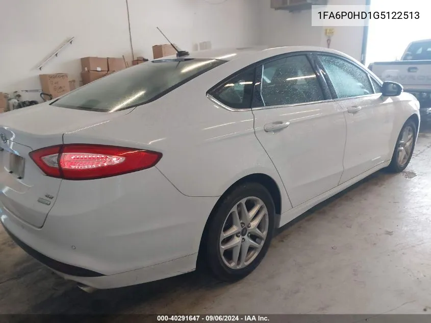 2016 Ford Fusion Se VIN: 1FA6P0HD1G5122513 Lot: 40291647