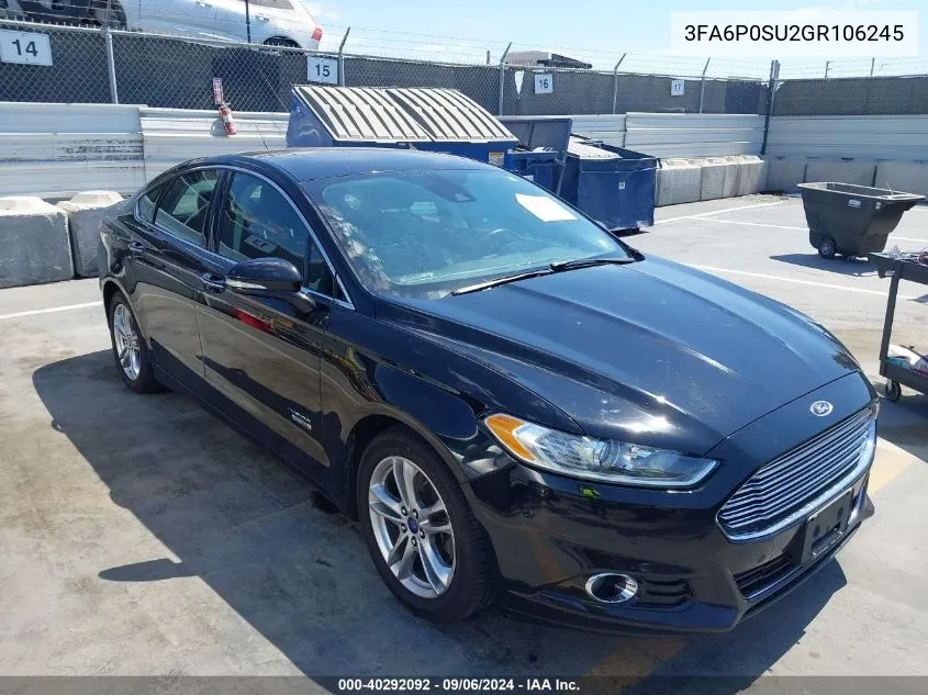 2016 Ford Fusion Energi Titanium VIN: 3FA6P0SU2GR106245 Lot: 40292092