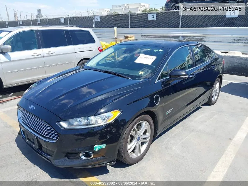 2016 Ford Fusion Energi Titanium VIN: 3FA6P0SU2GR106245 Lot: 40292092