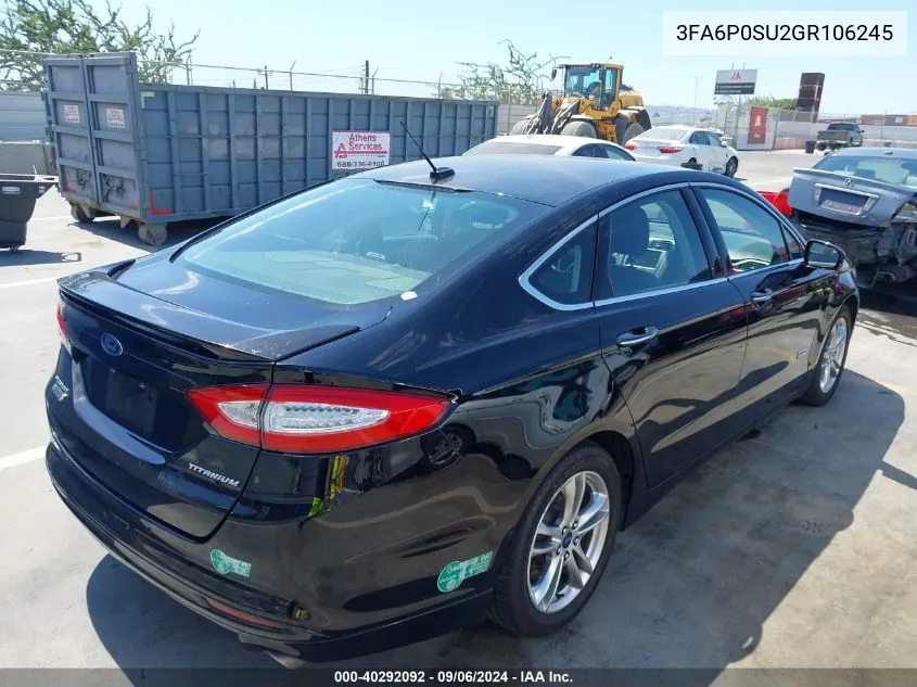 2016 Ford Fusion Energi Titanium VIN: 3FA6P0SU2GR106245 Lot: 40292092