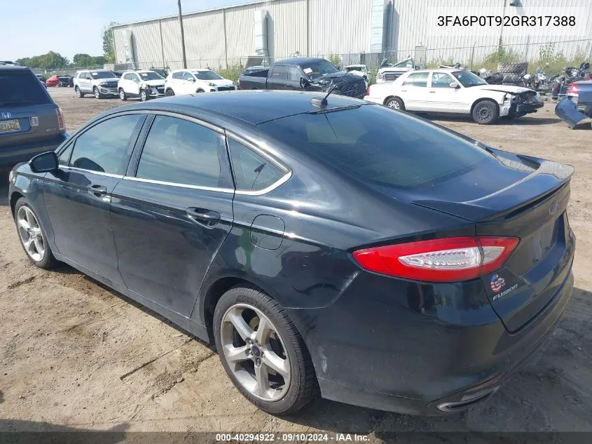 3FA6P0T92GR317388 2016 Ford Fusion Se