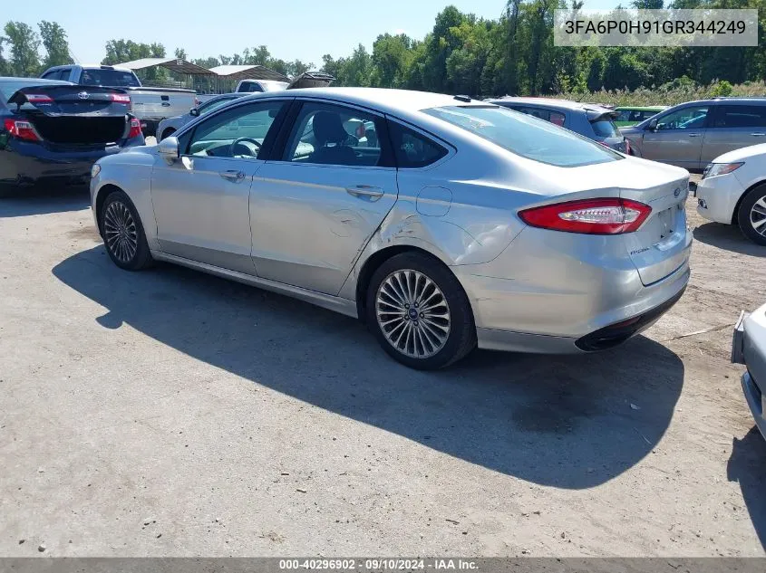 2016 Ford Fusion Se VIN: 3FA6P0H91GR344249 Lot: 40296902