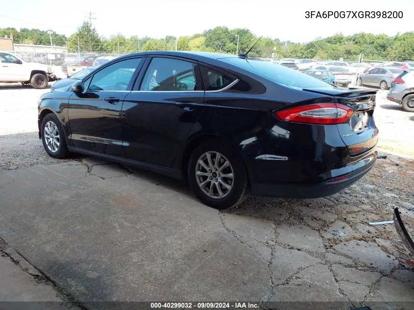 2016 Ford Fusion S VIN: 3FA6P0G7XGR398200 Lot: 40299032