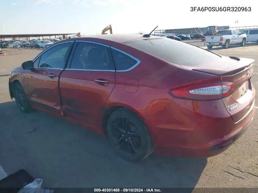 2016 Ford Fusion Energi Titanium Phev VIN: 3FA6P0SU6GR320963 Lot: 40301468