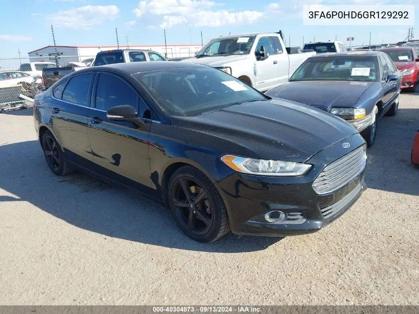 2016 Ford Fusion Se VIN: 3FA6P0HD6GR129292 Lot: 40304873