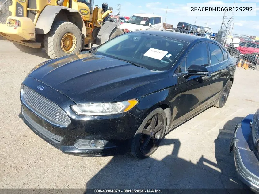 2016 Ford Fusion Se VIN: 3FA6P0HD6GR129292 Lot: 40304873