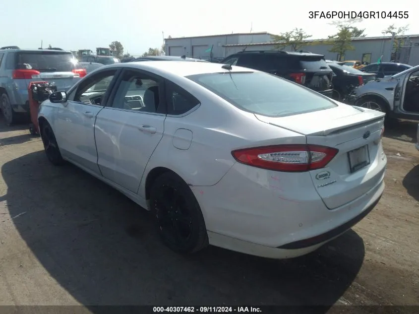 3FA6P0HD4GR104455 2016 Ford Fusion Se