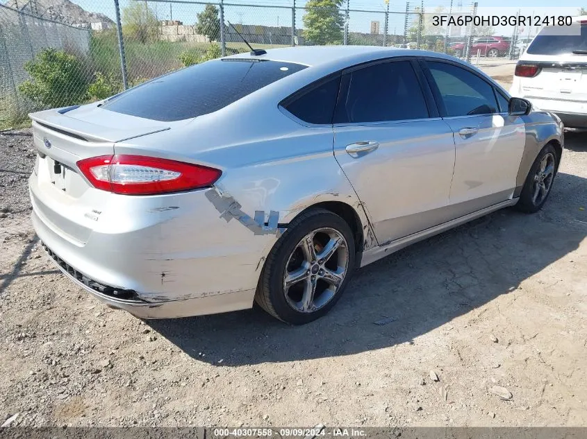 2016 Ford Fusion Se VIN: 3FA6P0HD3GR124180 Lot: 40307558