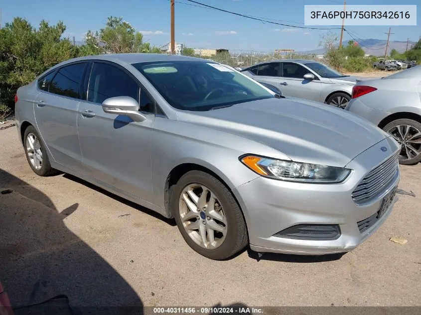 2016 Ford Fusion Se VIN: 3FA6P0H75GR342616 Lot: 40311456