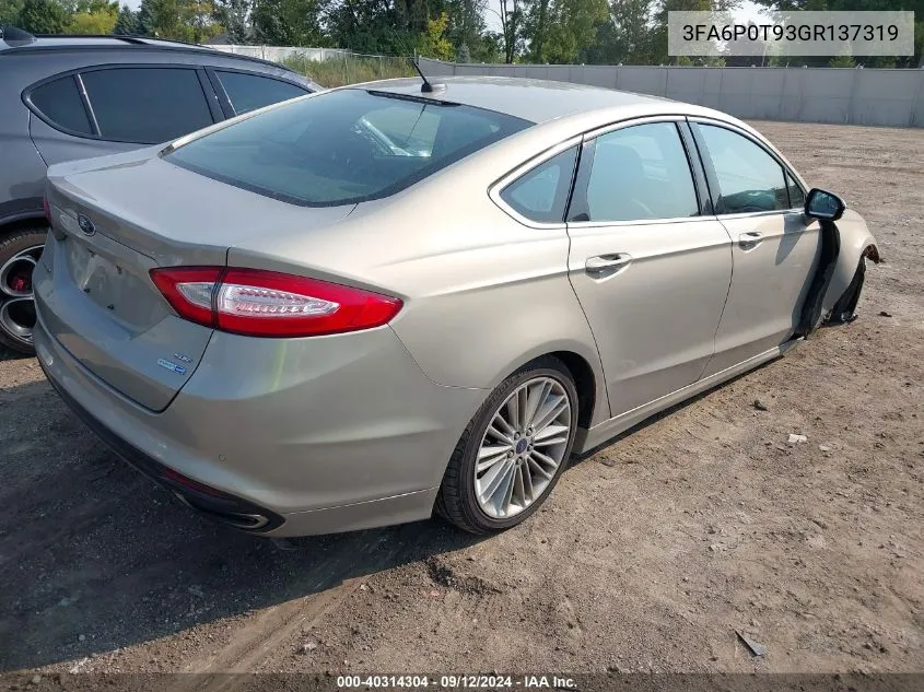 2016 Ford Fusion Se VIN: 3FA6P0T93GR137319 Lot: 40314304