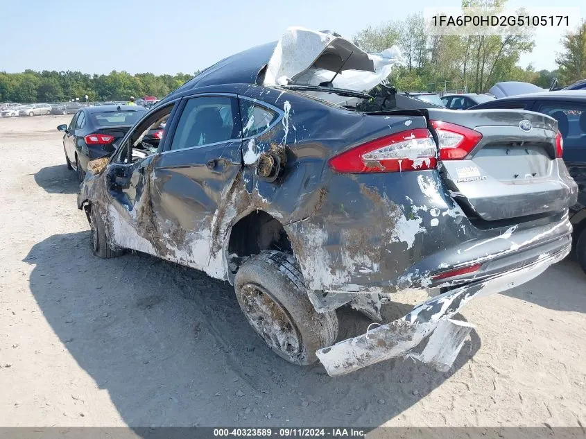 2016 Ford Fusion Se VIN: 1FA6P0HD2G5105171 Lot: 40323589