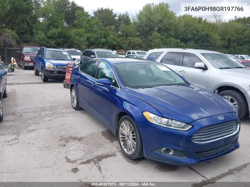 2016 Ford Fusion Se VIN: 3FA6P0H98GR197766 Lot: 40327973