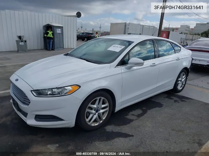 2016 Ford Fusion Se VIN: 3FA6P0H74GR331641 Lot: 40330759