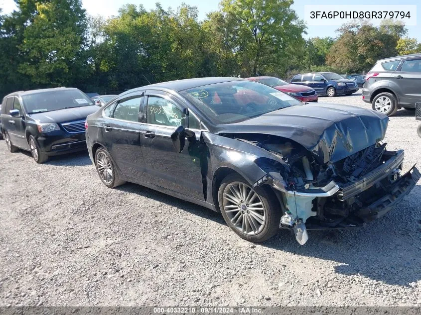 2016 Ford Fusion Se VIN: 3FA6P0HD8GR379794 Lot: 40332210