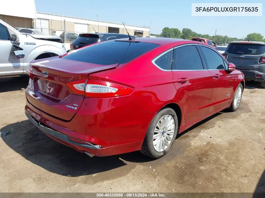 2016 Ford Fusion Hybrid Se VIN: 3FA6P0LUXGR175635 Lot: 40333558