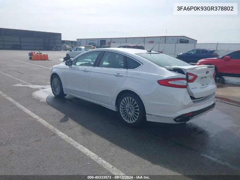 2016 Ford Fusion Titanium VIN: 3FA6P0K93GR378802 Lot: 40333573